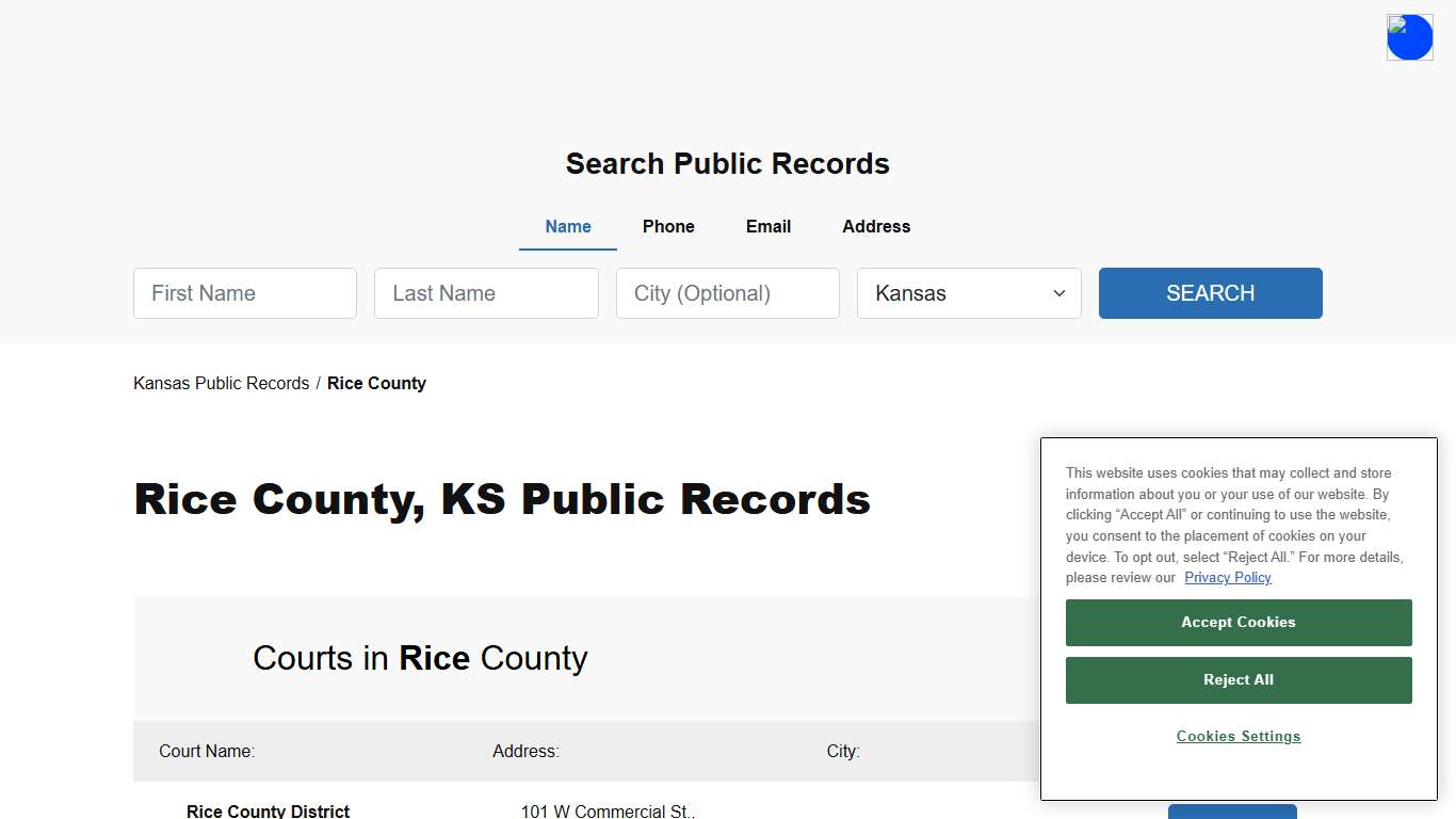 Rice County, KS Public Court, Arrest and Inmate Records - ThePublicIndex